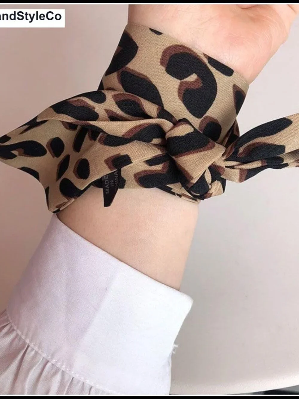 Leopard Print Neck Tie Skinny Scarf Hairband - Polyester Nylon Fashion Scarf